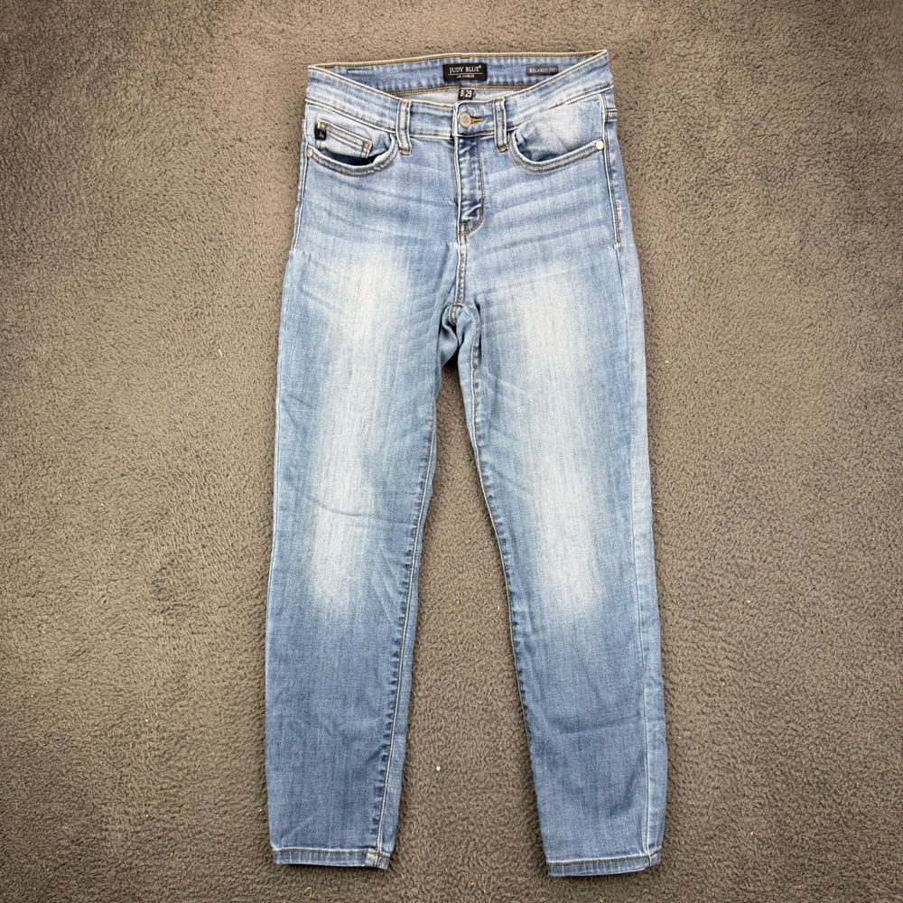 Judy Blue Relaxed Fit Light Wash High Rise Slim Jeans JB82103MID Size 9 29